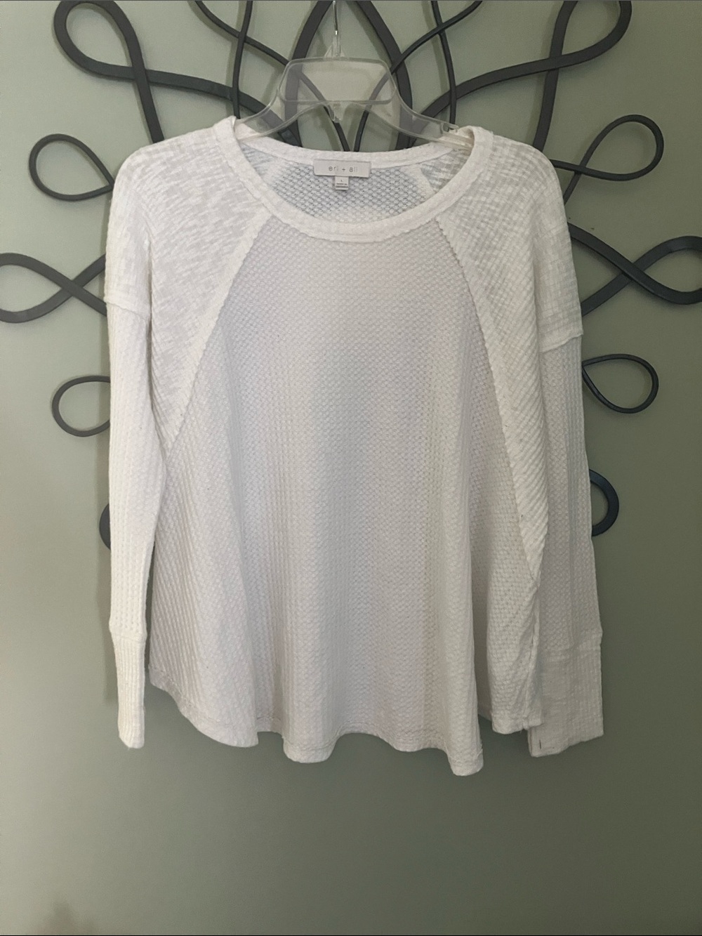 Women's White Waffle Knit Long Sleeve Top by EILEEN FISHER